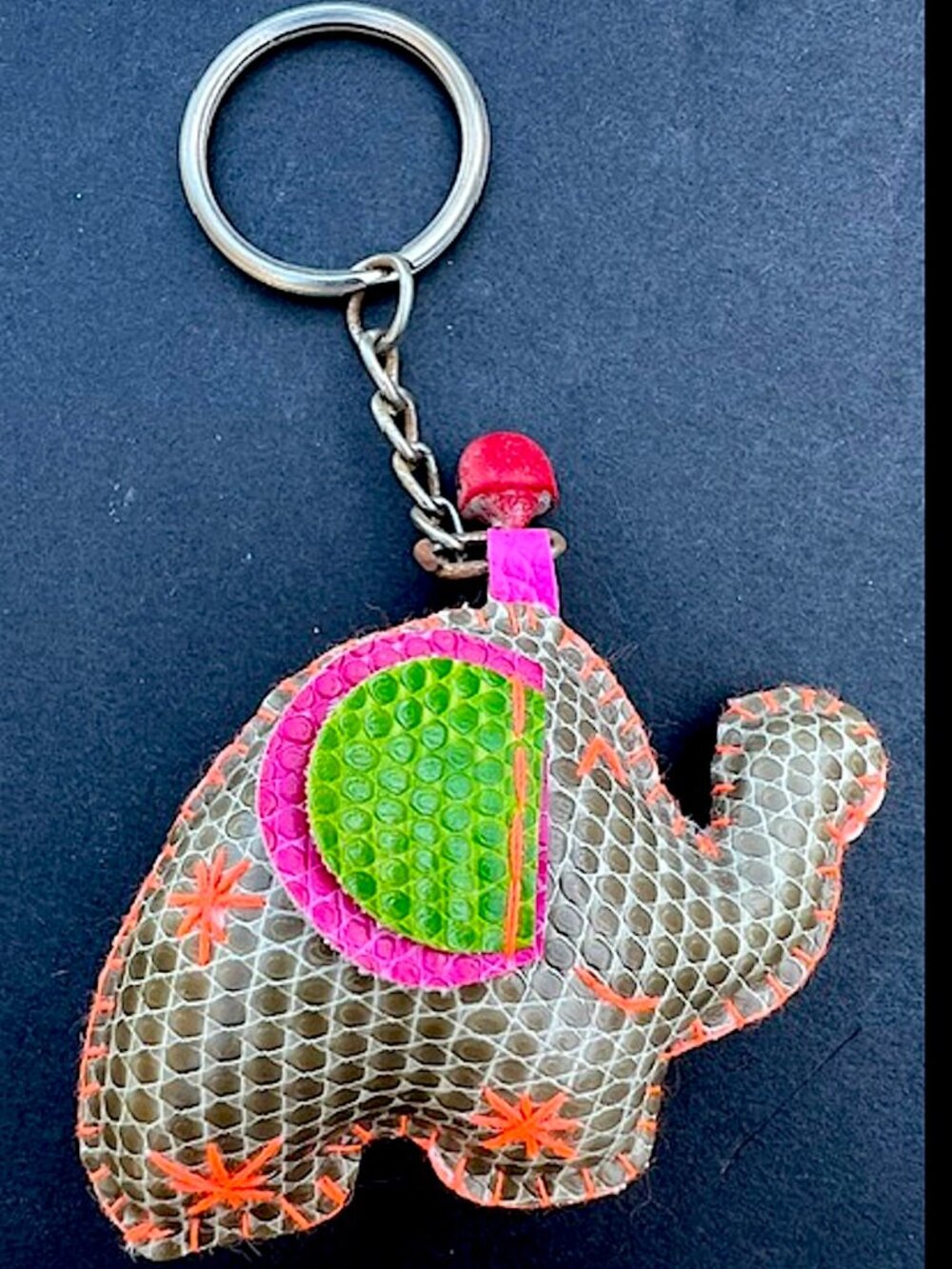 Elephant Keychain Fob Hand-Crafted Faux Leather made from 'zero waste material'